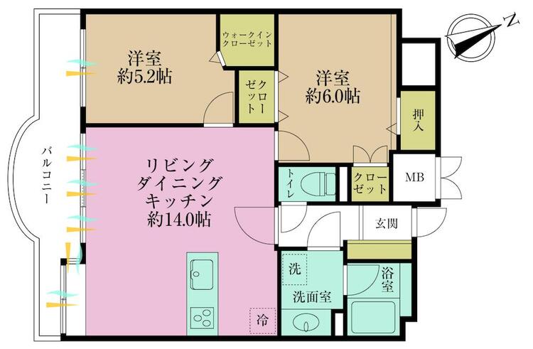 その他 2LDK、価格7580万円、専有面積63.34?、バルコニー面積11.38?