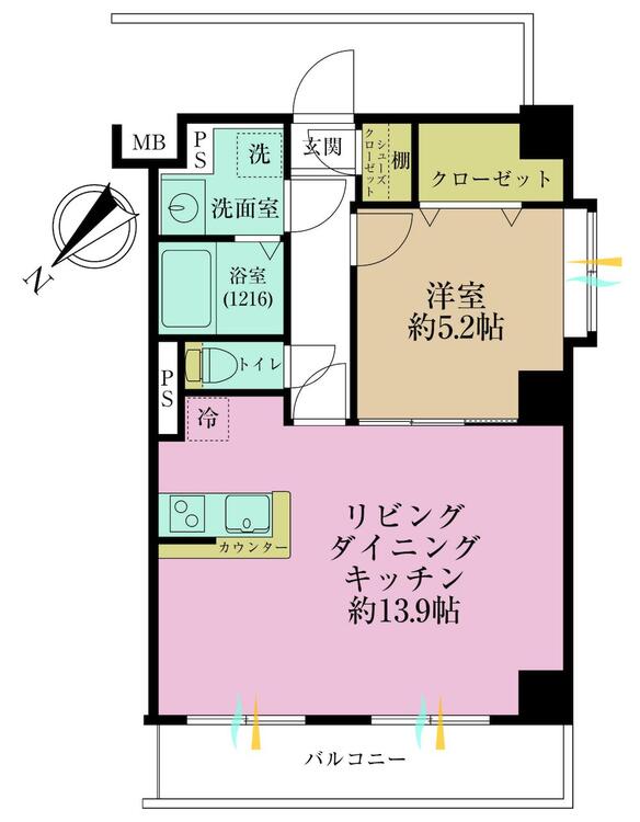 その他 1LDK、価格5980万円、専有面積44.78?、バルコニー面積6.38?