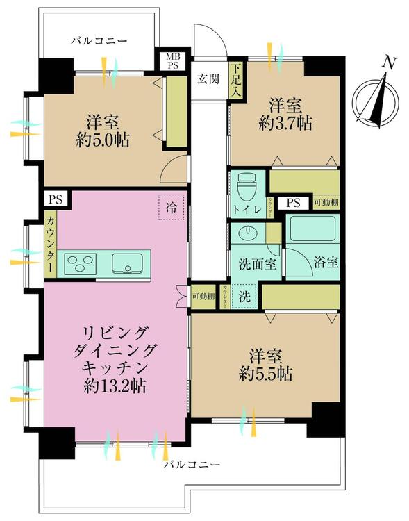 その他 3LDK、価格5280万円、専有面積66.71?、バルコニー面積16.11?