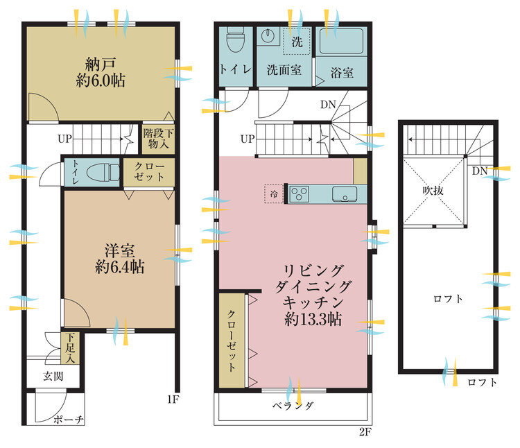 間取り 1SLDK、土地面積61.69?、建物面積75.95?