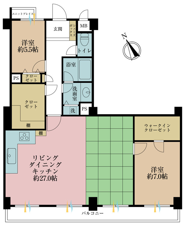 間取り 2LDK、専有面積94.11?、バルコニー面積11?