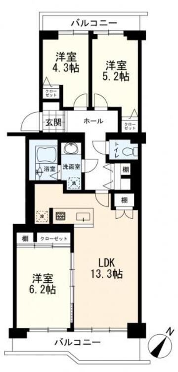 間取り 間取図　３ＬＤＫ