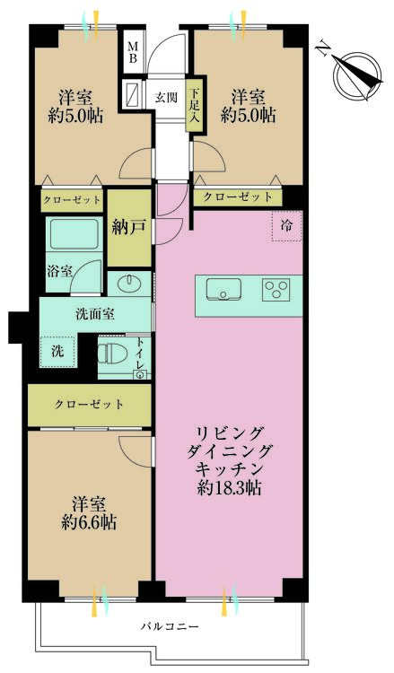 その他 3LDK+S（納戸）、専有面積78.15m2、バルコニー面積7.68m2