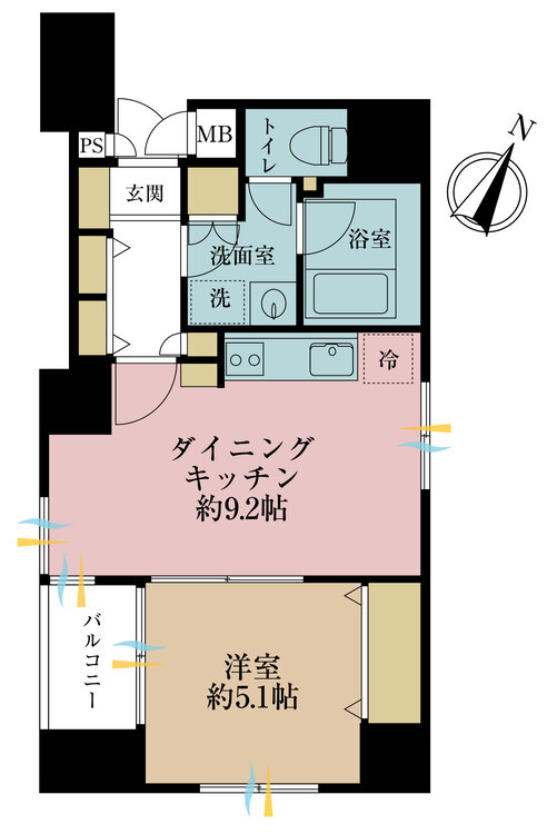 その他 1DK、専有面積39.32m2、バルコニー面積3.57m2