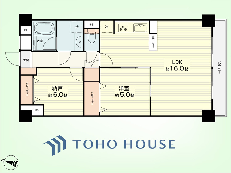 間取り 1SLDK　専有面積58.32平米、バルコニー面積4.7平米