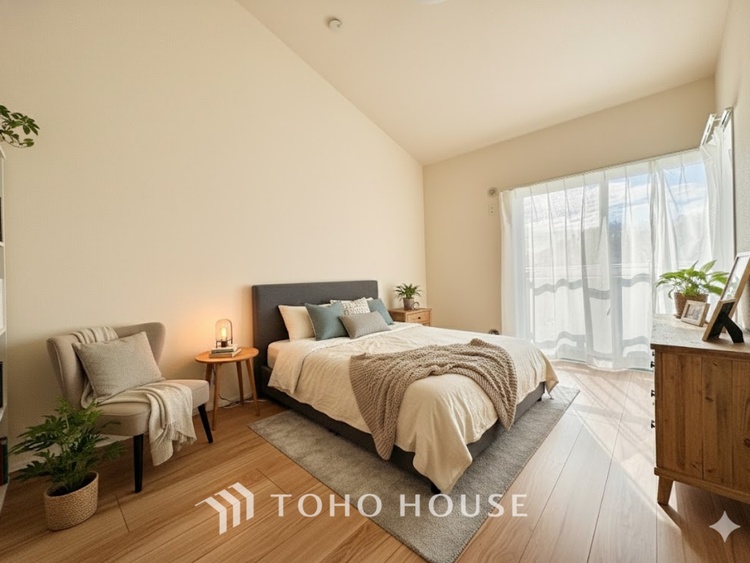 内装 ＊配置してある家具や小物はCGによるイメージ画像です。寝室は一日の疲れを癒す大切な空間。快適で落ち着けるおすすめの間取りです。