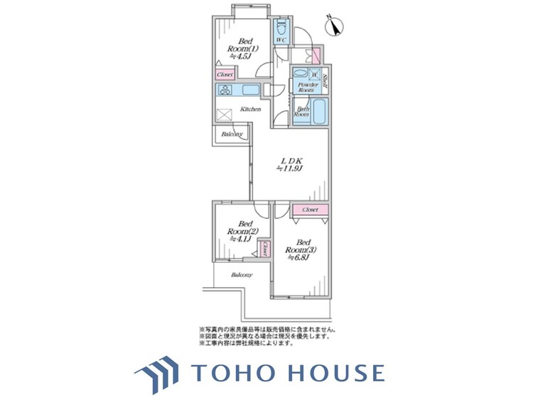 間取り ほんの少しのこだわり。ちょっとした色使いがその家がもつ雰囲気、趣（おもむき）を携え、暮らす家族や訪ねてくる友人・知人に新鮮な香りを運んできます。