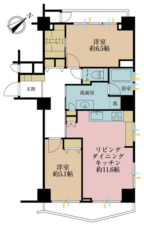 その他 2LDK、専有面積62.63m2、バルコニー面積9.35m2