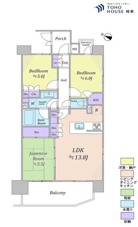 間取り ３ＬＤＫ、専有面積６７．４１平米、バルコニー面積９．５平米