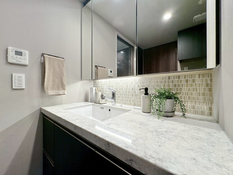 洗面 何かと物が増える場所だからこそ、スッキリと見映えの良い空間に。