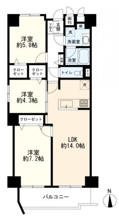 間取り 間取図　3LDK