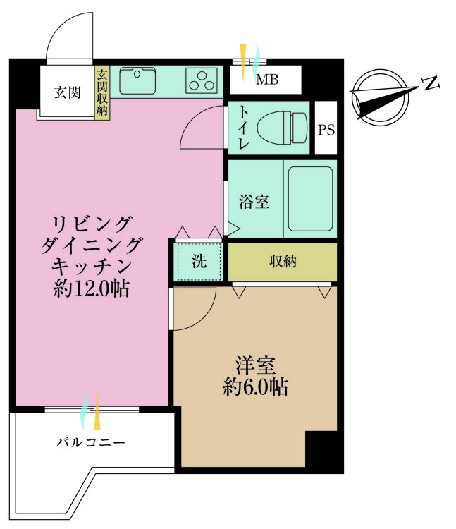 その他 1LDK、専有面積34.24m2、バルコニー面積2.7m2