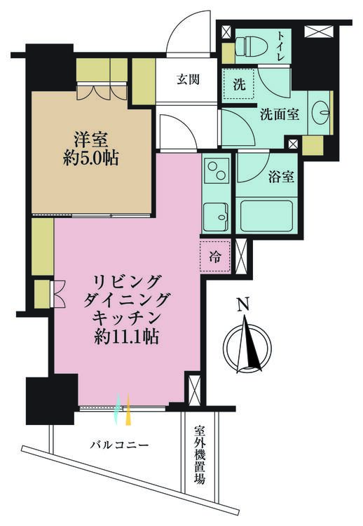 その他 1LDK、専有面積43.19m2、バルコニー面積4.57m2