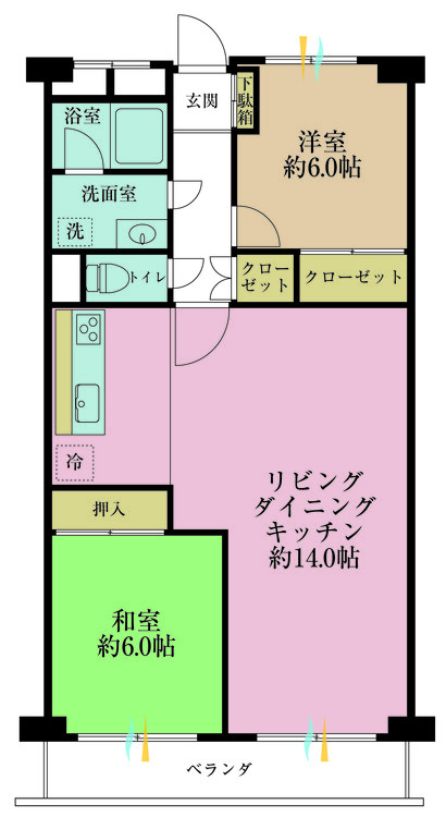 その他 2LDK、専有面積65.09m2、バルコニー面積6.67m2