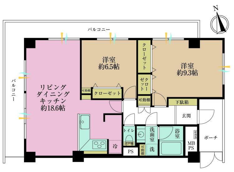 その他 2LDK、専有面積74.47m2、バルコニー面積19.48m2