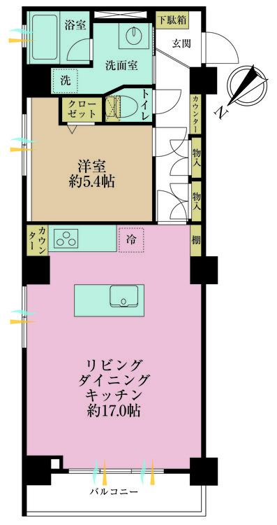 その他 1LDK、専有面積51.75m2、バルコニー面積4.03m2