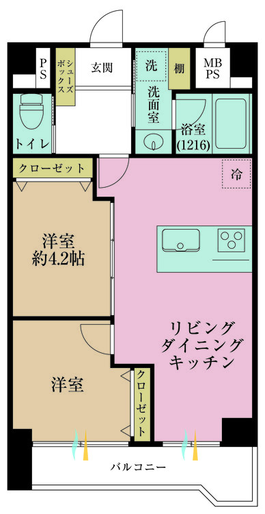 その他 1LDK+S（納戸）、専有面積47.3m2、バルコニー面積4.7m2