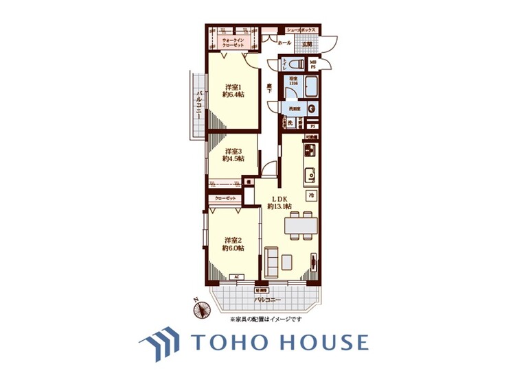 間取り 【house the light is illuminat】採光と風　家事導線も比較的良好で、風通しの良さで過ごしやすい麗(うら)らかな気分にさせてくれるリビング