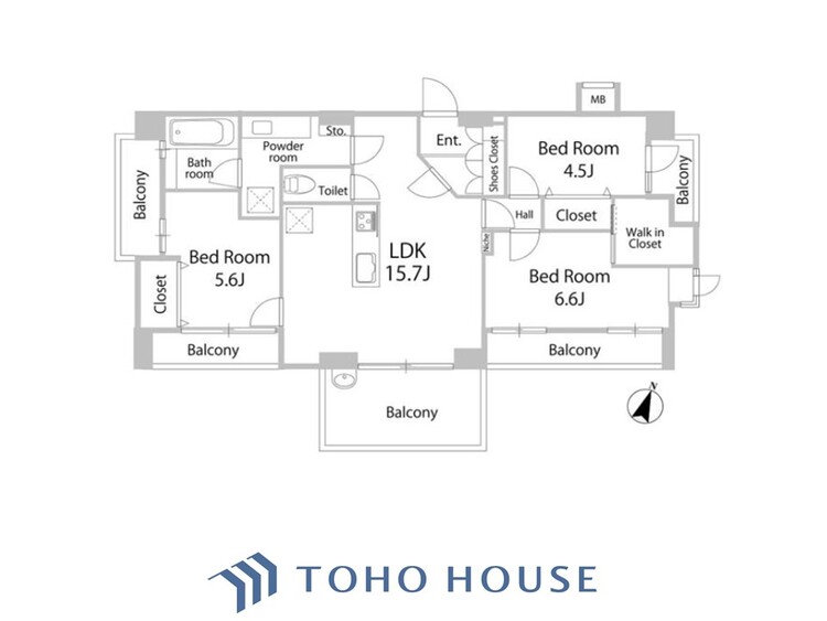 間取り 【house the light is illuminat】採光と風　家事導線も比較的良好で、風通しの良さで過ごしやすい麗(うら)らかな気分にさせてくれるリビング