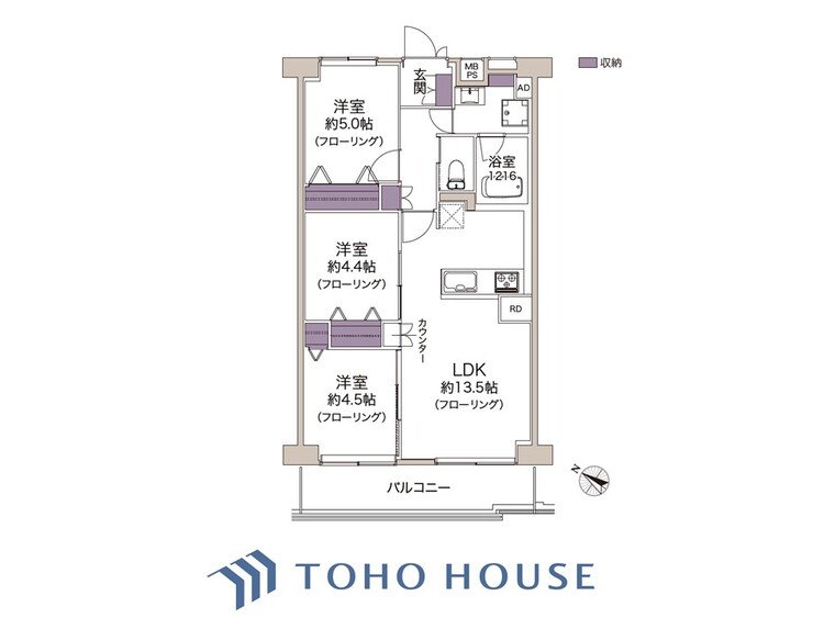 間取り 【house the light is illuminat】採光と風　家事導線も比較的良好で、風通しの良さで過ごしやすい麗(うら)らかな気分にさせてくれるリビング