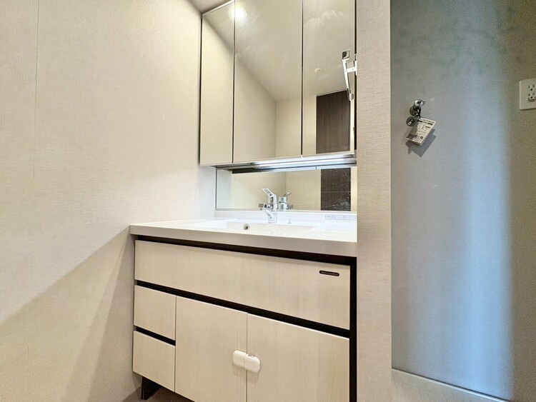洗面 何かと物が増える場所だからこそ、スッキリと見映えの良い空間に。