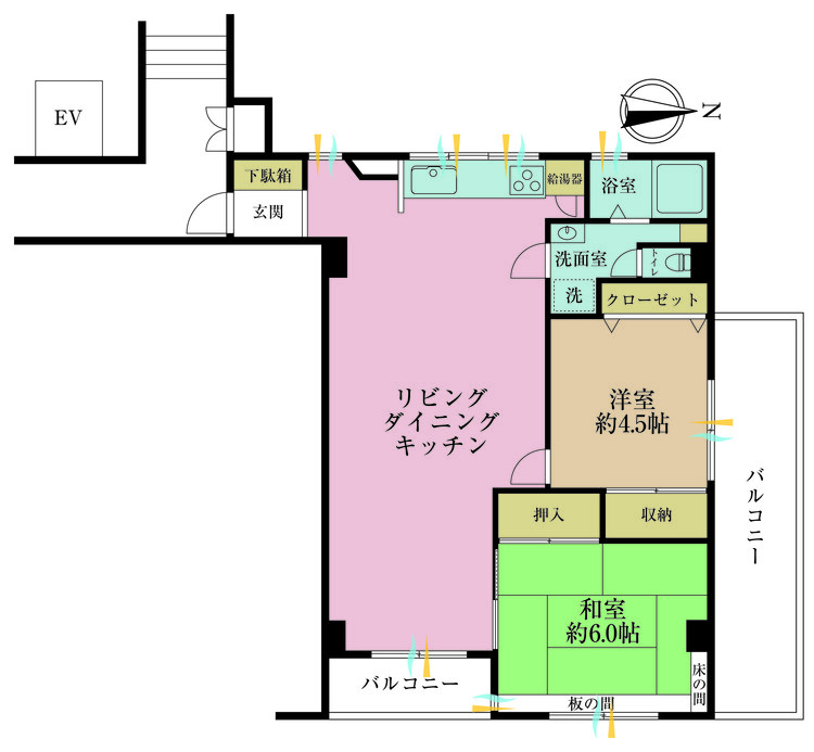 その他 2LDK、専有面積62.94m2、バルコニー面積15.55m2