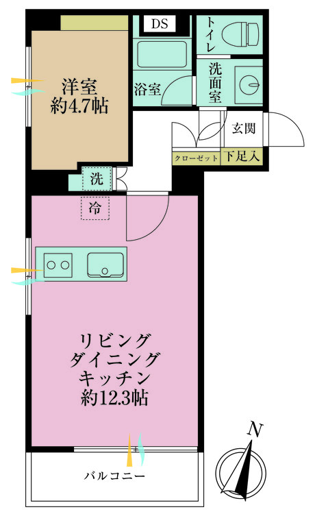 その他 1LDK、専有面積38.34m2、バルコニー面積4.55m2