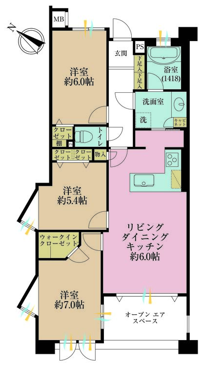 その他 3LDK、専有面積73.6m2、バルコニー面積6.65m2