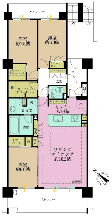 その他 3LDK、専有面積90.92m2、バルコニー面積21.08m2
