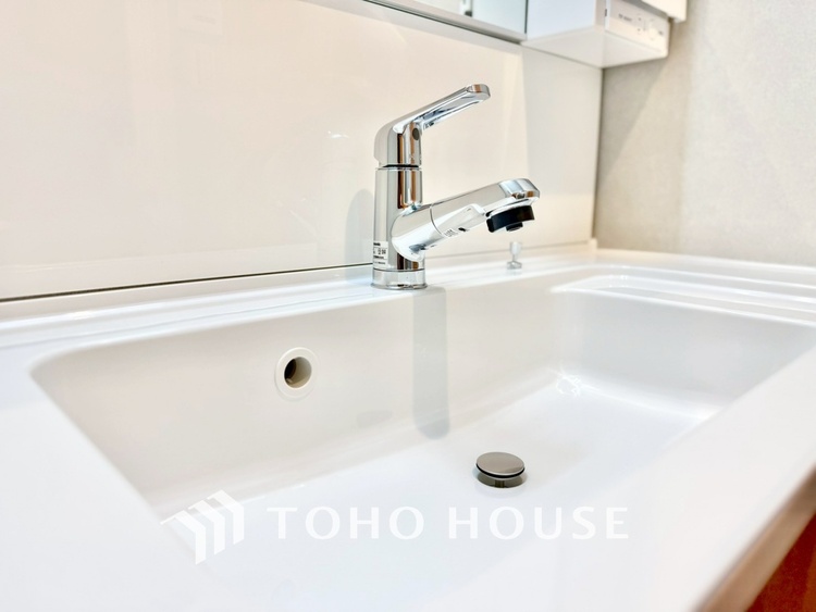 洗面 ◆洗面◆清潔感のある水回り。白で統一されたスタイリッシュな空間。毎日使う場所だから究極にシンプルにこだわりました。