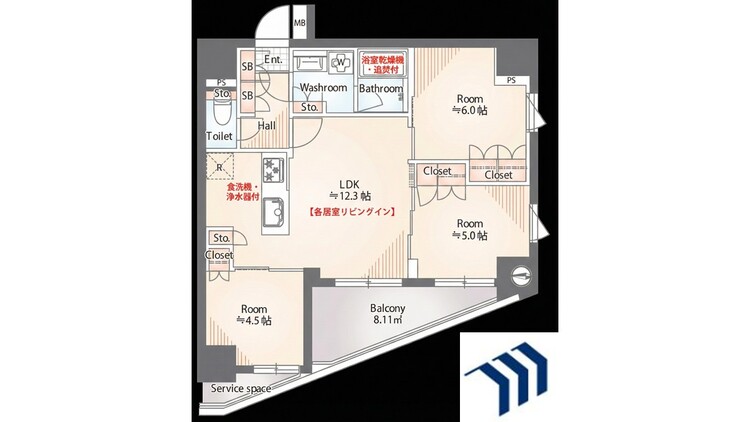 間取り 広大な空間を誇るLDKは、あなたの創造性を解き放つ舞台。ゆとりのある各居室と機能的な水回りが、都心の贅沢を極めます。