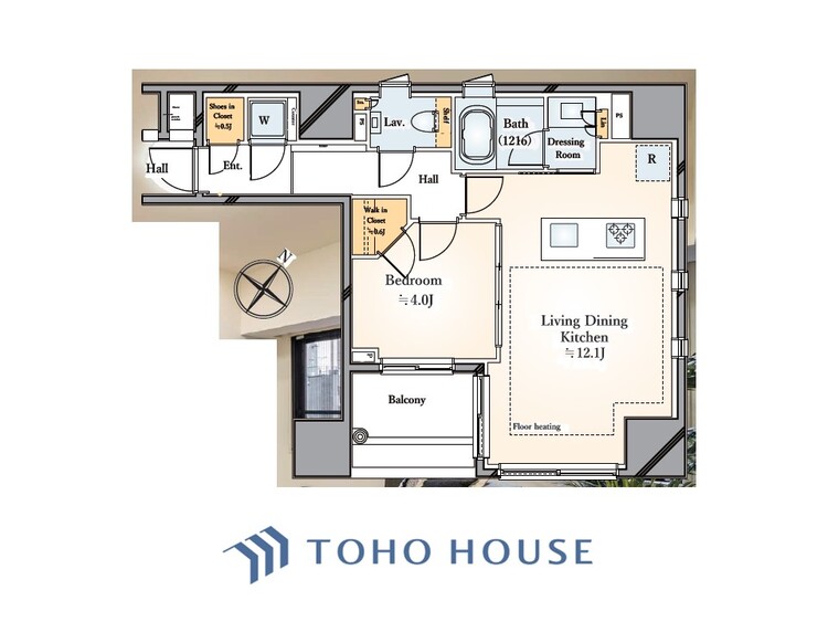 間取り 暮らし続けることで、住まいの意味を問いかける。団欒を育むスペースは通風・日当たり良好で、窓を開けるとすこやかな風が吹き抜けます。