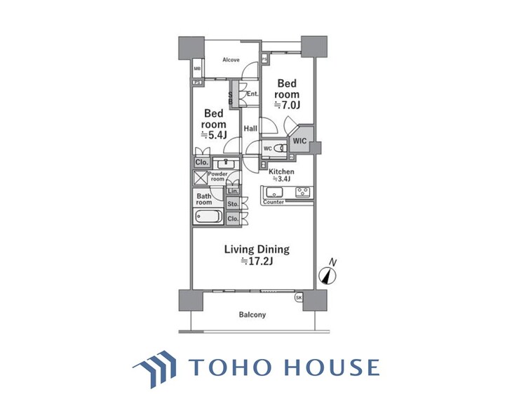 間取り 【house the light is illuminat】採光と風　家事導線も比較的良好で、風通しの良さで過ごしやすい麗(うら)らかな気分にさせてくれるリビング