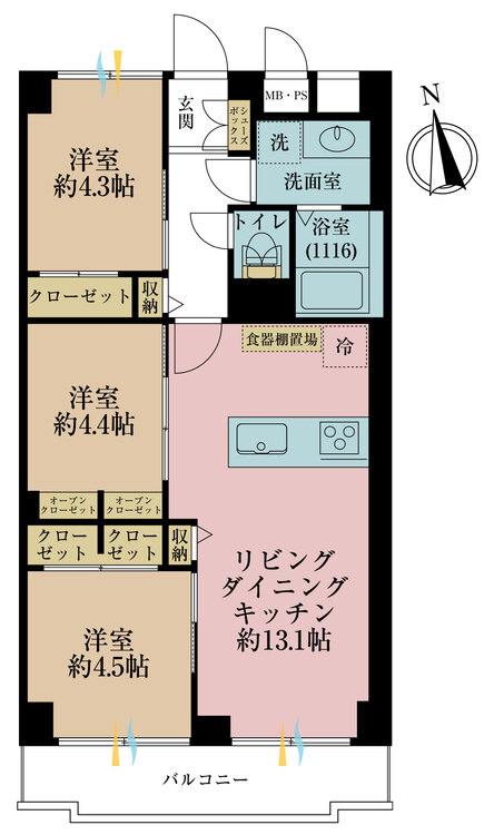 その他 3LDK、専有面積59.92m2、バルコニー面積6.27m2