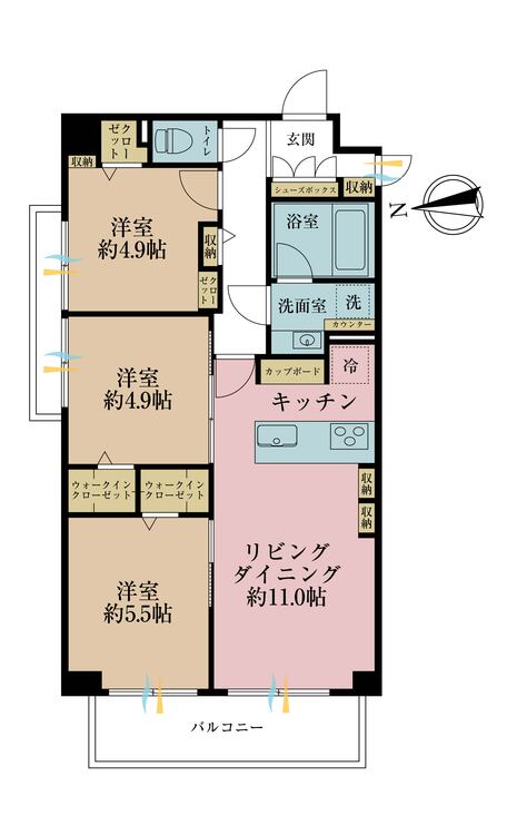 その他 2LDK、専有面積59.37m2、バルコニー面積6.8m2