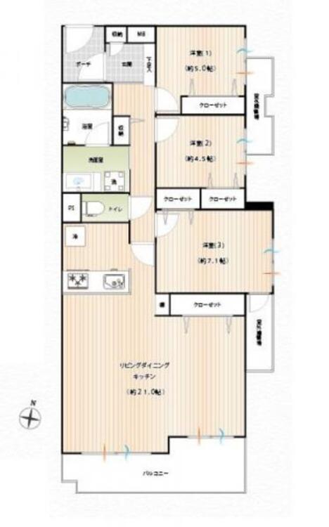 間取り 広々とした20帖以上のリビングで家族団らんな住まい