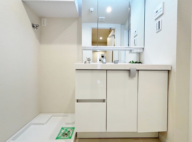 洗面 何かと物が増える場所だからこそ、スッキリと見映えの良い空間に。