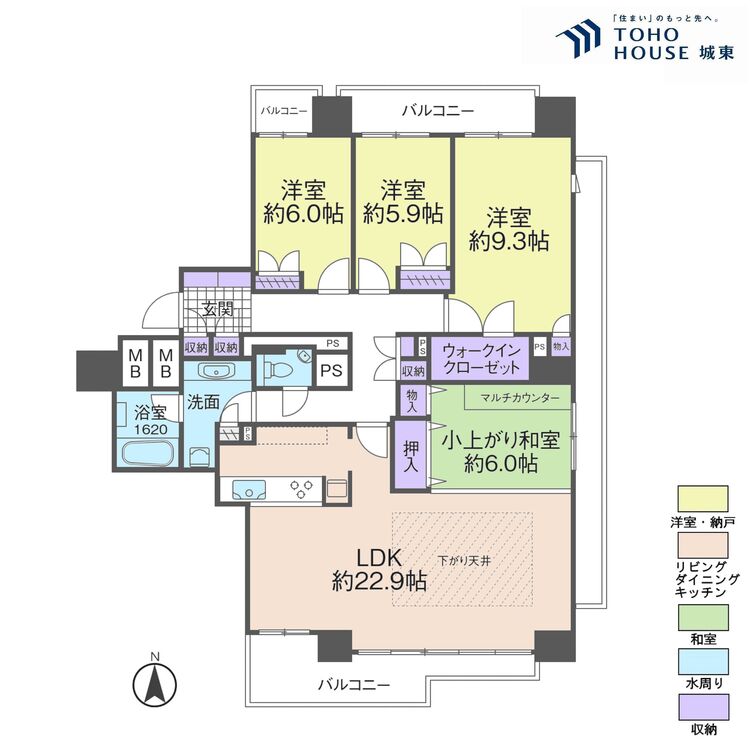間取り ３ＬＤＫ、専有面積１２１．０３平米、バルコニー面積２７．７５平米