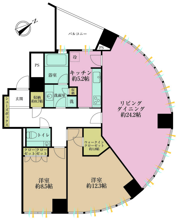 その他 2LDK、専有面積114.15m2、バルコニー面積4.71m2
