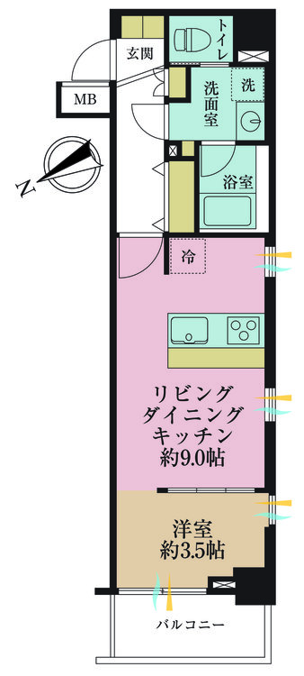その他 1LDK、専有面積33.62m2、バルコニー面積3.35m2
