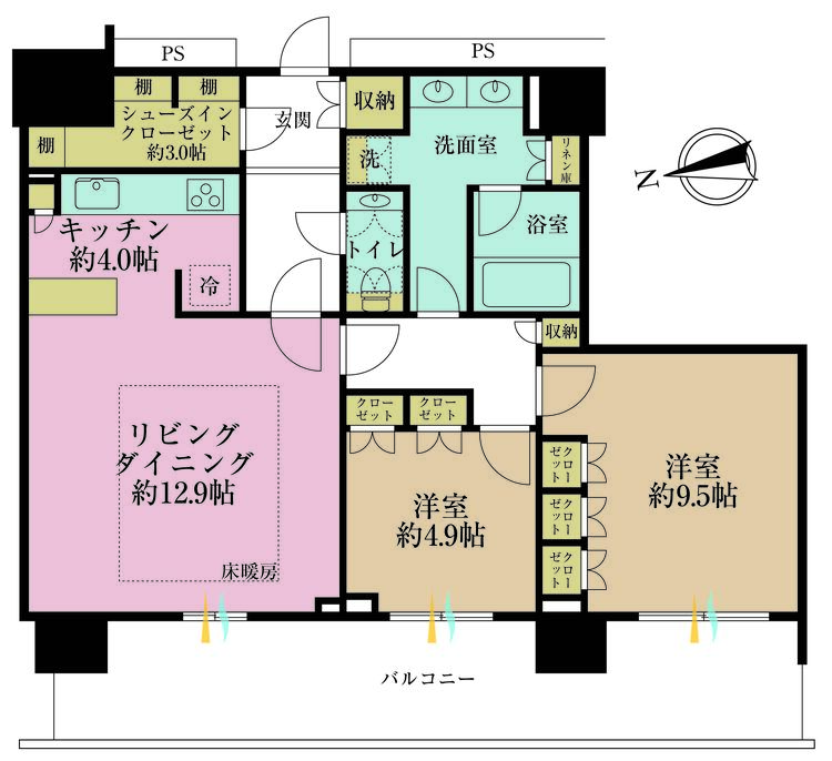 その他 2LDK、専有面積79.95m2、バルコニー面積21.2m2