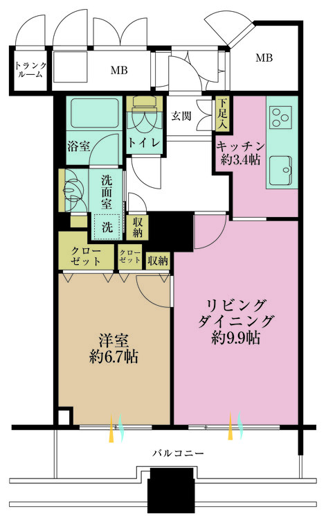 その他 1LDK、専有面積48.65m2、バルコニー面積10.39m2