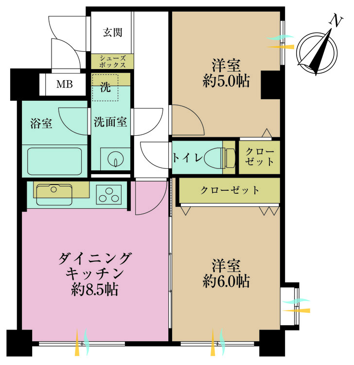 その他 2DK、専有面積47.92m2、バルコニー面積6.56m2