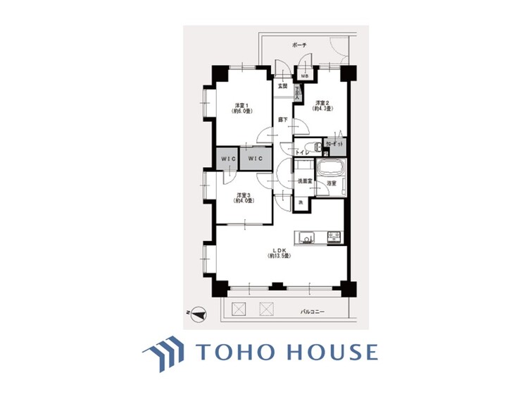 間取り 【house the light is illuminat】採光と風　家事導線も比較的良好で、風通しの良さで過ごしやすい麗(うら)らかな気分にさせてくれるリビング