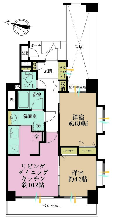 その他 2LDK、専有面積51.85m2、バルコニー面積7.67m2