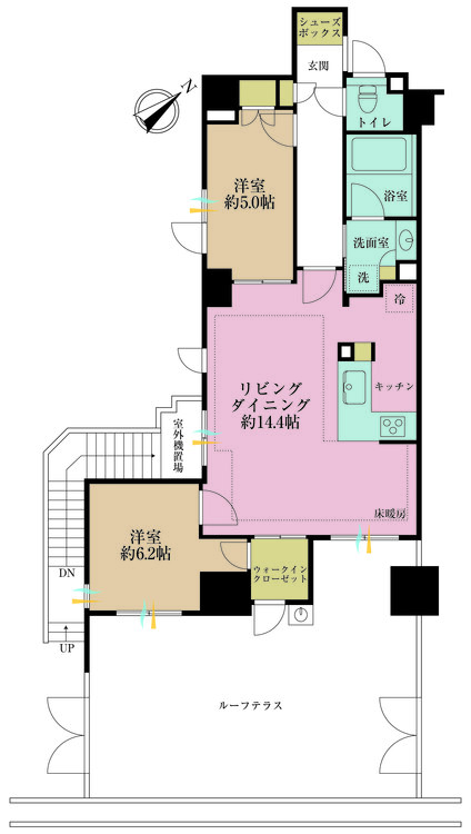 その他 2LDK、専有面積66.95m2、バルコニー面積31.8m2