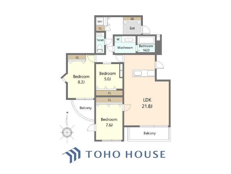 間取り 【house the light is illuminat】採光と風　家事導線も比較的良好で、風通しの良さで過ごしやすい麗(うら)らかな気分にさせてくれるリビング