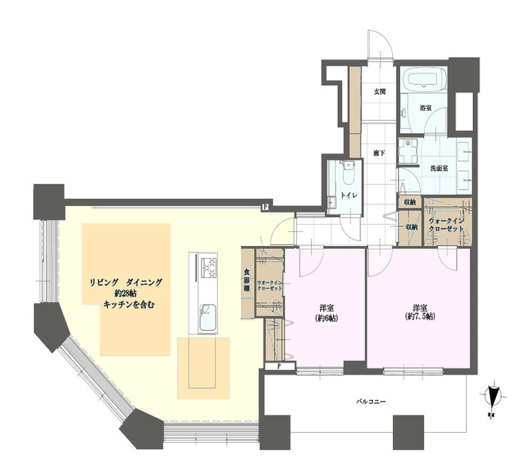 その他 2LDK、専有面積102.3m2、バルコニー面積11.49m2