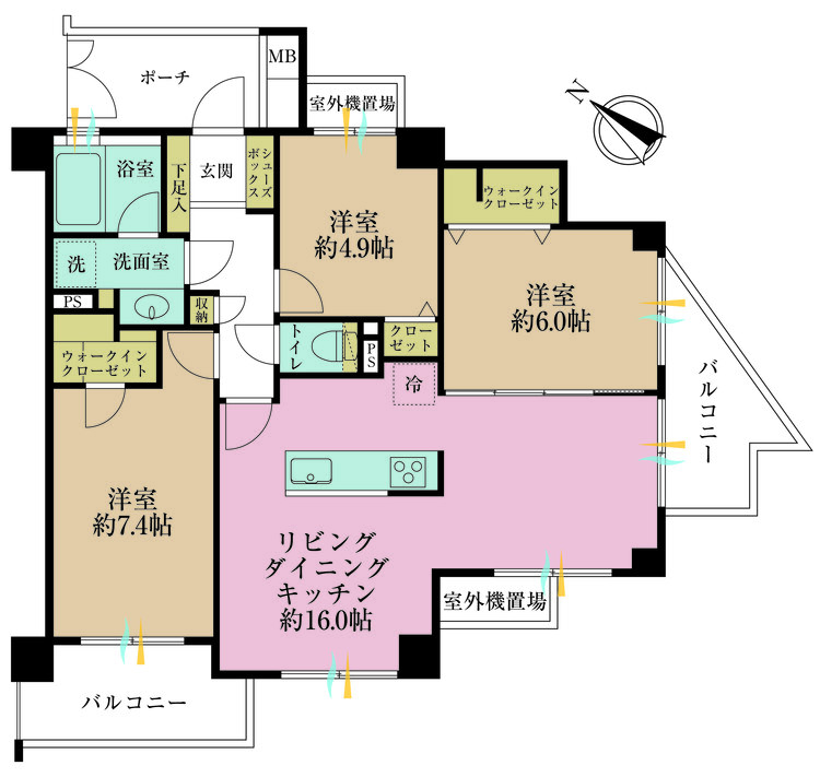 その他 3LDK、専有面積76.12m2、バルコニー面積10.65m2