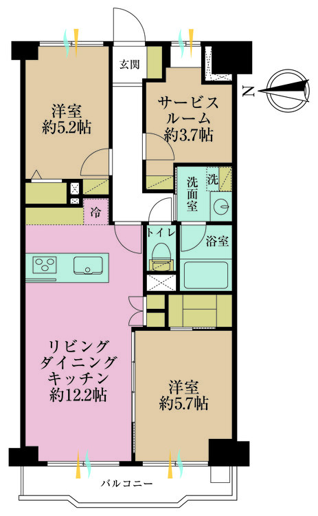 その他 2LDK+S（納戸）、専有面積61.6m2、バルコニー面積6.47m2